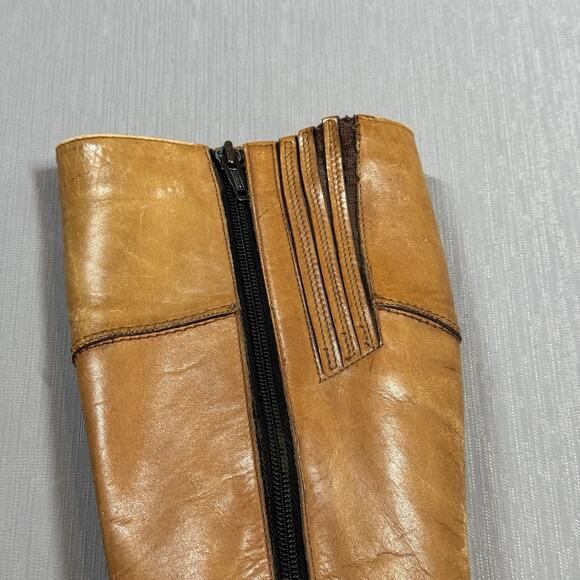 Chandler’s Campus Boots Knee High Tan Leather Vtg 70s 80’s Riding Sz 6.5 Camel - Picture 3 of 16